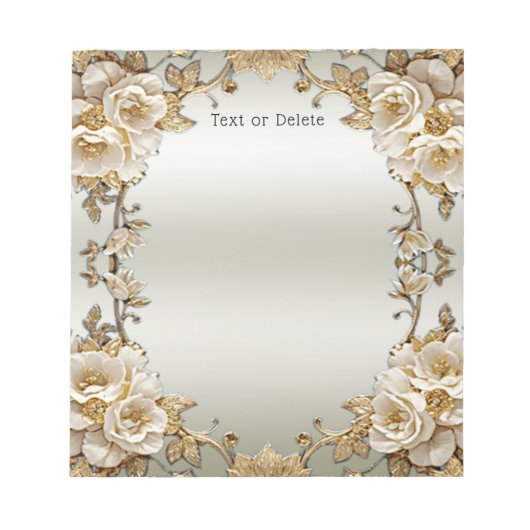 Bloc-notes en or orné blanc (Devant)