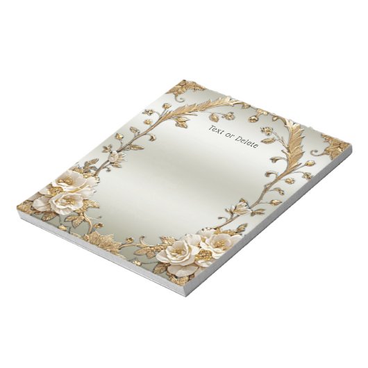 Bloc-notes en or orné blanc (Tourné)