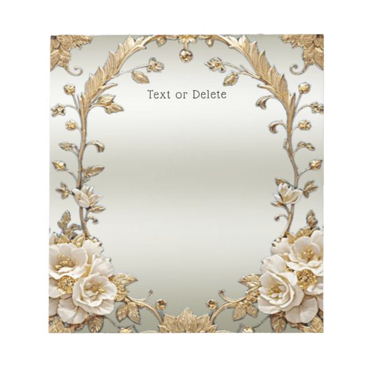 Bloc-notes en or orné blanc (Devant)