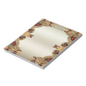 Bloc-notes en pierre rouge à fleurs dorées (Tourné)