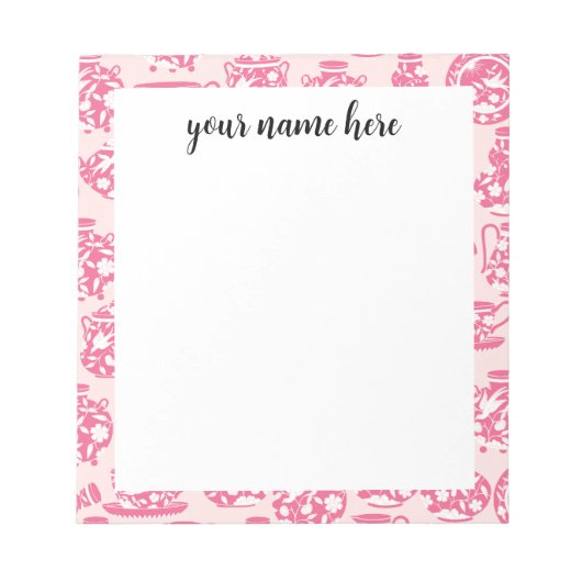 Bloc-notes en porcelaine rose personnalisée (Devant)