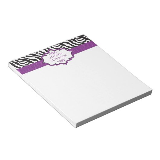 Bloc-notes en ruban violet Zebra (Incliné)