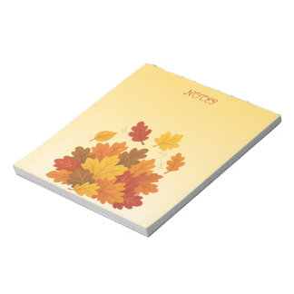 Bloc-notes esthétique aux feuilles d'automne tomba