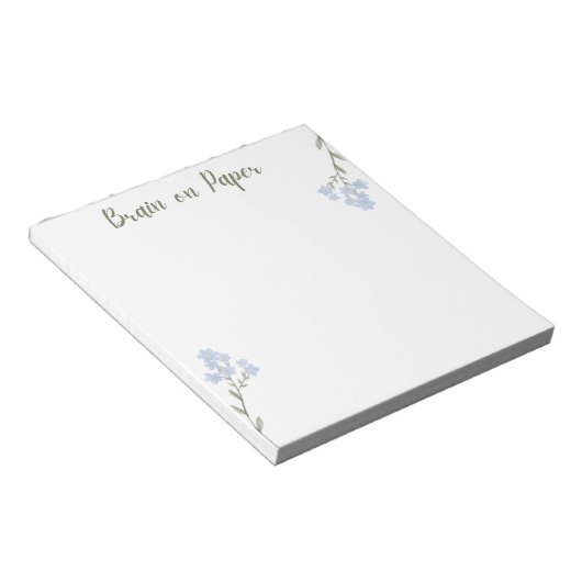 Bloc-notes esthétique minimal avec fleurs bleues (Incliné)