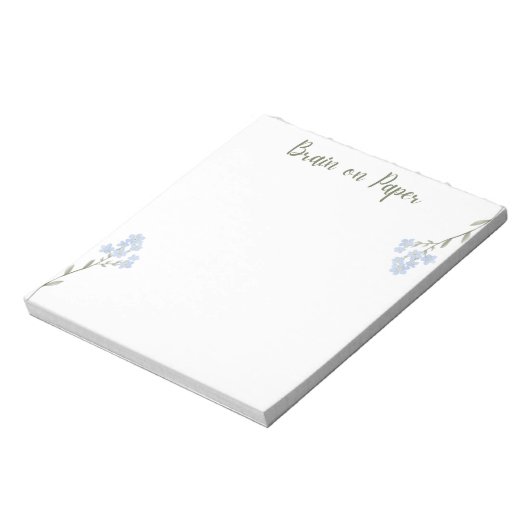 Bloc-notes esthétique minimal avec fleurs bleues (Tourné)