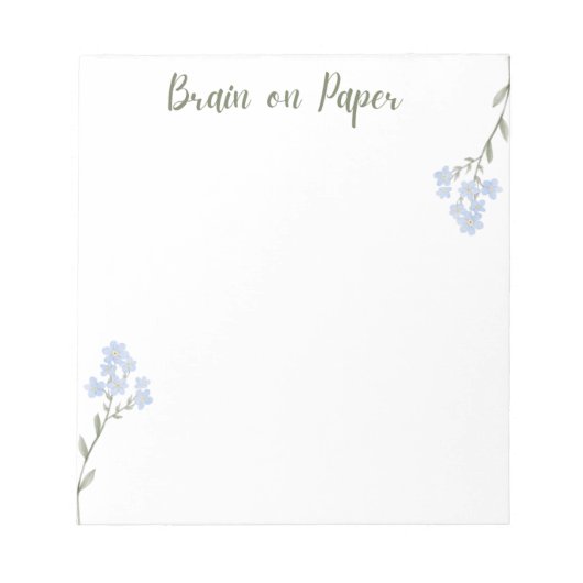Bloc-notes esthétique minimal avec fleurs bleues (Devant)