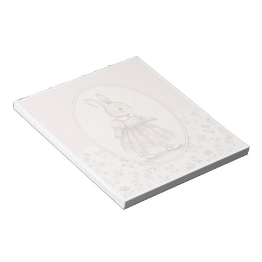 Bloc-notes Fille Lapin Vintage, Écriture Lapin Flo (Incliné)