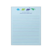 Bloc-notes fixe Dinosaur bleu mignon pour enfant D (Tourné)