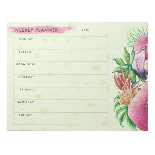Bloc-notes Flamant rose Rose floral (Devant)