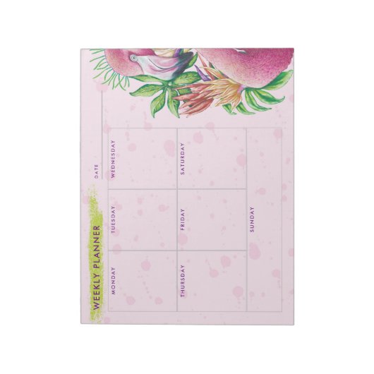 Bloc-notes Flamant rose Rose floral (Tourné)
