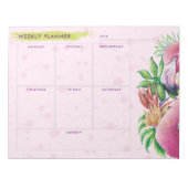Bloc-notes Flamant rose Rose floral (Devant)