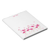 Bloc-notes Flamants roses roses de nom personnalis (Incliné)