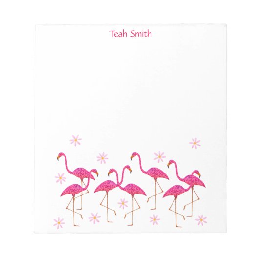 Bloc-notes Flamants roses roses de nom personnalis (Devant)