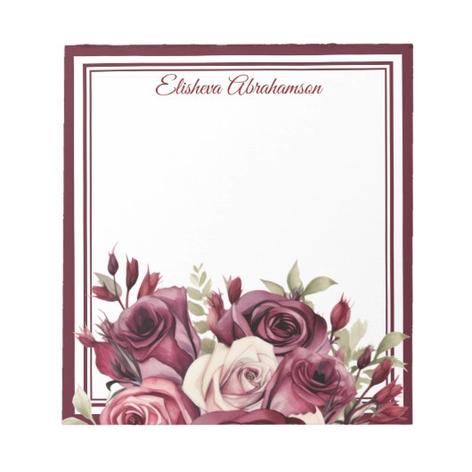 Bloc-notes Fleurs Boho Roses Violettes (Devant)