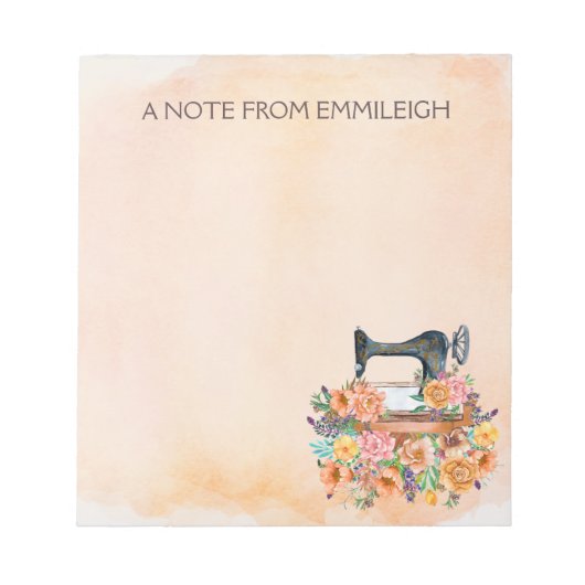 Bloc-notes Fleurs Machine à Coudre Ancienne (Devant)