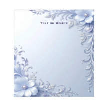 Bloc-notes Fleurs Ornées Bleues avec Perles