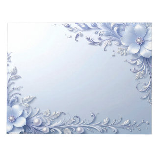 Bloc-notes Fleurs Ornementales Bleues avec Perles