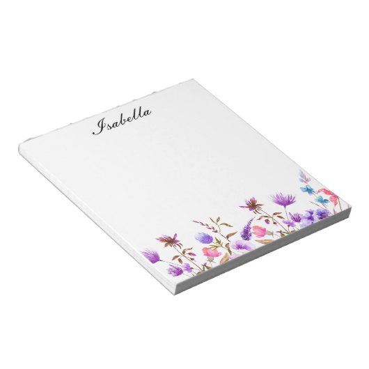 Bloc-notes Fleurs sauvages couleur bleu mauve (Incliné)