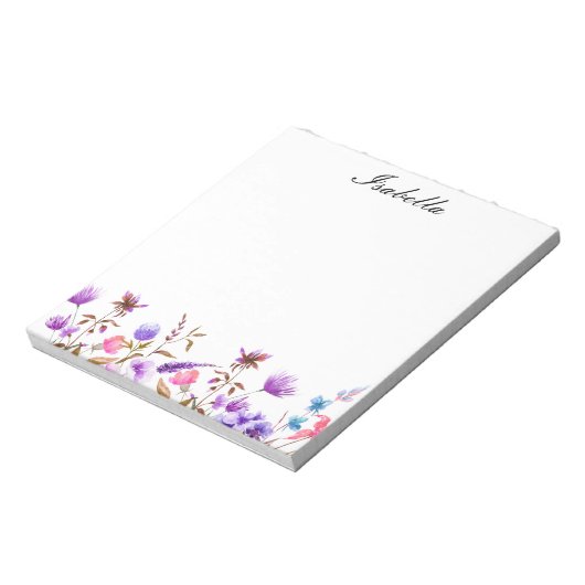 Bloc-notes Fleurs sauvages couleur bleu mauve (Tourné)