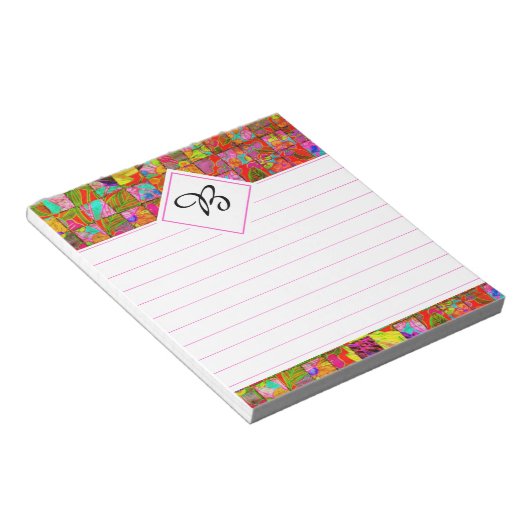 bloc-notes floral à carreaux bohème (Incliné)