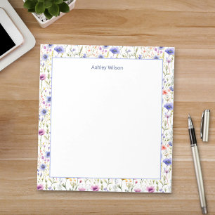 Bloc-notes floral à fleurs sauvages aquarelle colo