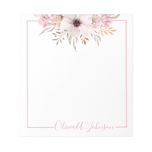 Bloc-notes floral à l'écriture manuscrite élégante (Devant)