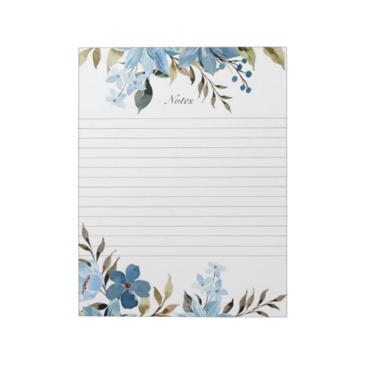 Bloc-notes floral bleu (Tourné)