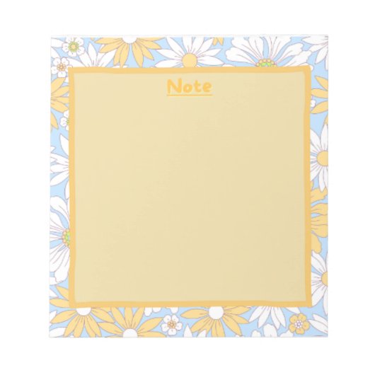 Bloc-notes floral bleu, jaune et blanc (Devant)
