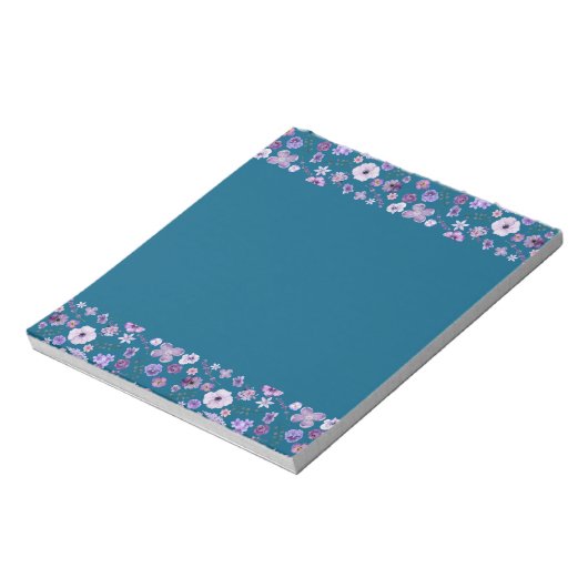 Bloc-notes floral - Bordure Turquoise profonde Lux (Tourné)