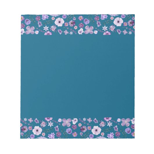 Bloc-notes floral - Bordure Turquoise profonde Lux (Devant)