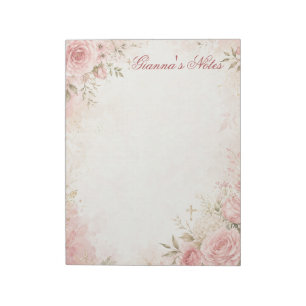 Bloc-notes floral chrétien nom personnalisé
