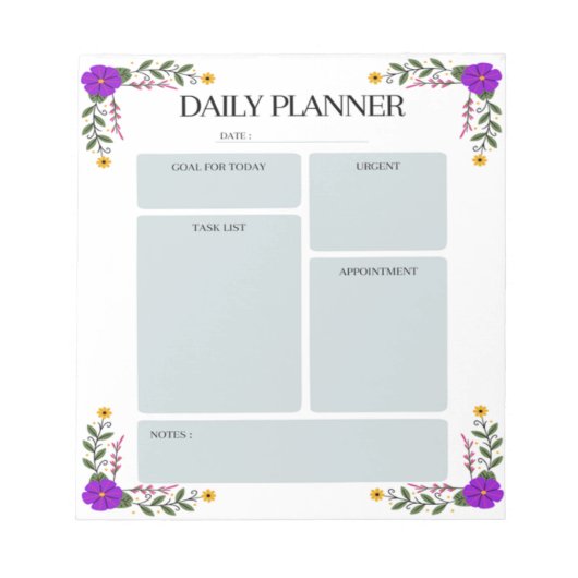 Bloc-notes Floral Daily Planner (Devant)