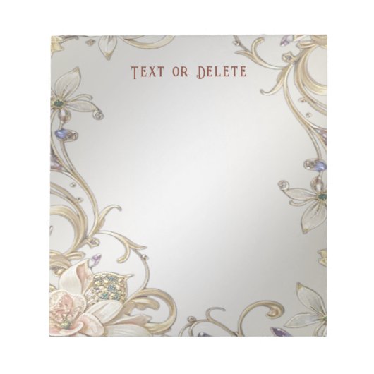 Bloc-notes floral or blanc (Devant)