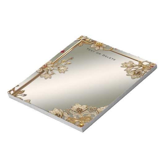 Bloc-notes floral orné d'or (Tourné)