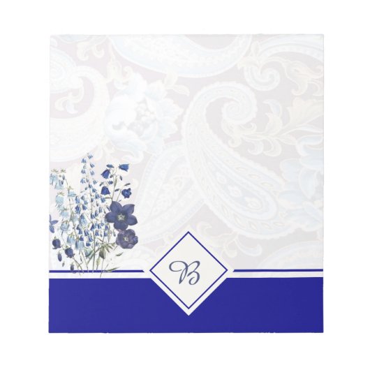 bloc-notes floral paisley bleu (Devant)
