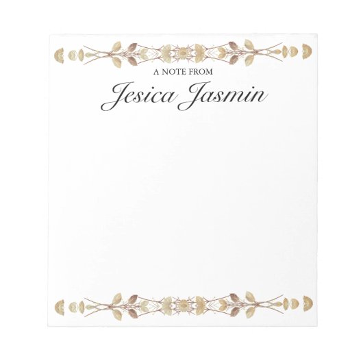 Bloc-notes floral personnalisé | Bloc-notes de nom (Devant)