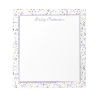 Bloc-notes floral personnalisé violet