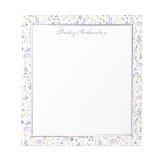 Bloc-notes floral personnalisé violet (Devant)