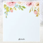Bloc-notes floral personnalisé VOTRE TEXTE Cadeau<br><div class="desc">Jolie aquarelle Fleurs Bloc-notes VOTRE TEXTE ou votre nom</div>