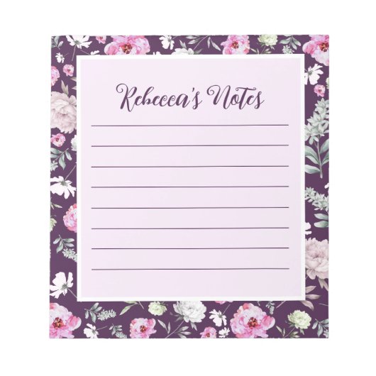 Bloc-notes floral pourpre (Devant)