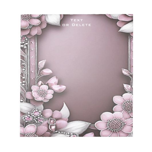 Bloc-notes floral rose (Devant)