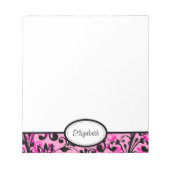 Bloc-notes floral rose, noir, blanc (Devant)