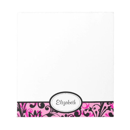 Bloc-notes floral rose, noir, blanc (Devant)
