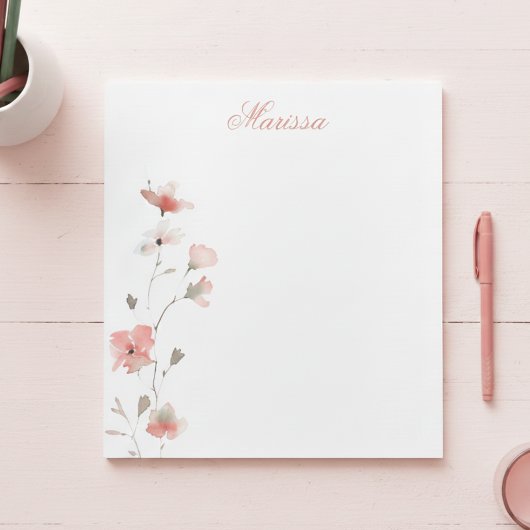 Bloc-notes floral rose personnalisé