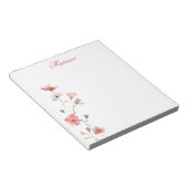 Bloc-notes floral rose personnalisé (Incliné)