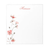Bloc-notes floral rose personnalisé (Devant)
