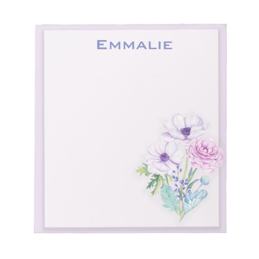 Bloc-notes floral violet personnalisé (Devant)