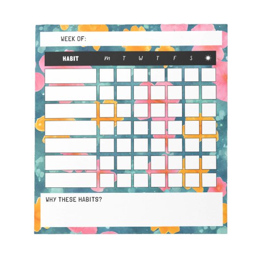 Bloc-notes Floral Weekly Habit Tracker (Devant)