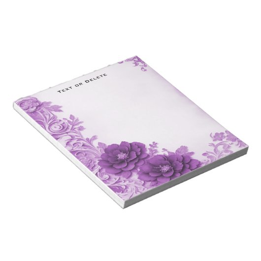 Bloc-notes florissant de fleurs violettes (Incliné)