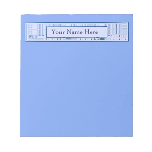 Bloc-notes géométrique bleu avec votre nom (Devant)